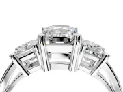 3 Stone Engagement Ring Setting for Emerald Cut Center with Matching Side Accents and Prong Head in Sterling Silver