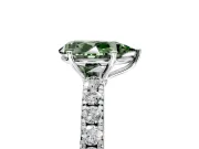 Solitaire Engagement Ring Setting for Fancy Green Pear-Shaped Center with Large Accent Band and Prong Head in Platinum