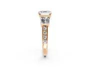 Channel-Set Engagement Ring Setting for Asscher Cut Center with Baguette Band and Prong Head in Rose Gold