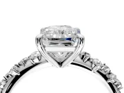 Solitaire Engagement Ring Setting for Radiant Cut Center with Trailing Leaf Accent Band and Prong Head in Platinum