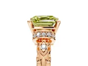 Solitaire Engagement Ring Setting for Fancy Yellow Asscher Cut Center with Filigree Band and Prong Head in Rose Gold