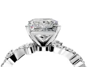 Solitaire Engagement Ring Setting for Princess Cut Center with Bar-Station Pave Twist and Prong Head in Sterling Silver