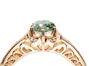 Floral Engagement Ring Setting for Fancy Green Marquise Center with Four Accent Clusters and Prong Head in Rose Gold