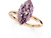 Low-Set Solitaire Engagement Ring Setting for Fancy Pink Oval Center with Thin Plain Band and Prong Head in Rose Gold