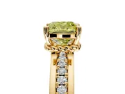 Solitaire Engagement Ring Setting for Fancy Yellow Cushion Cut Center with Raised Channel Band and Prong Head in Yellow Gold