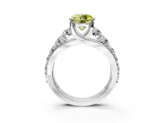 Solitaire Engagement Ring Setting for Fancy Yellow Round Cut Center with Graduated Shared Prongs and Prong Head in White Gold