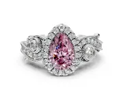 Milgrain Halo Engagement Ring Setting for Fancy Pink Pear-Shaped Center with Shoulder Bezels and Prong Head in Sterling Silver