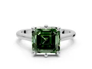 Solitaire Engagement Ring Setting for Fancy Green Asscher Cut Center with Cathedral Band and Prong Head in Platinum