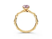 Solitaire Engagement Ring Setting for Fancy Pink Oval Center with Bamboo Band and Prong Head in Yellow Gold