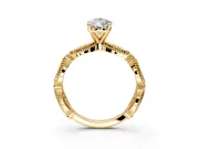 Solitaire Engagement Ring Setting for Pear-Shaped Center with Marquise Panel Band and Prong Head in Yellow Gold