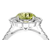Milgrain Floral Halo Engagement Ring Setting for Fancy Yellow Round Cut Center with Pave Band and Prong Head in White Gold