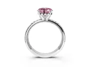 Solitaire Engagement Ring Setting for Fancy Pink Heart-Shaped Center with Milgrain X Pattern Band and Prong Head in Platinum
