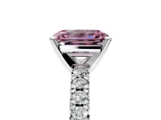 Solitaire Engagement Ring Setting for Fancy Pink Emerald Cut Center with Large Accents and Prong Head in Sterling Silver