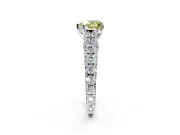 Solitaire Engagement Ring Setting for Fancy Yellow Heart-Shaped Center with Pave Cathedral Shoulders and Prong Head in Platinum