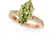 Solitaire Engagement Ring Setting for Fancy Yellow Marquise Center with Milgrain-Edged Pave Band and Prong Head in Rose Gold
