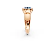 Solitaire Engagement Ring Setting for Fancy Blue Round Cut Center with Wide Band and Bezel Head in Rose Gold