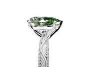 Solitaire Engagement Ring Setting for Fancy Green Pear-Shaped Center with Engraved Milgrain Band and Prong Head in Platinum