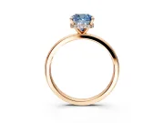 Hidden Halo Engagement Ring Setting for Fancy Blue Cushion Cut Center with Plain Band and Tall Prong Head in Rose Gold