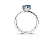 Solitaire Engagement Ring Setting for Fancy Blue Heart-Shaped Center with Large Accents and Prong Head in Platinum