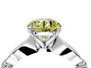 Solitaire Engagement Ring Setting for Fancy Yellow Round Cut Center with Carved Leaf Shoulders and Prong Head in Sterling Silver