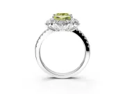 Floral Halo Engagement Ring Setting for Fancy Yellow Princess Cut Center with Pave Accents and Prong Head in Sterling Silver