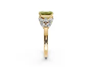Leaf Cluster Engagement Ring Setting for Fancy Yellow Emerald Cut Center with Marquise Accents and Prong Head in Yellow Gold