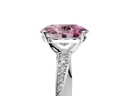 Side Accent Engagement Ring Setting for Fancy Pink Oval Center with Accent Shoulders and Prong Head in Platinum