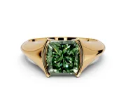 Tension Engagement Ring Setting for Fancy Green Princess Cut Center with Wide Tapered Band and Tension Head in Yellow Gold