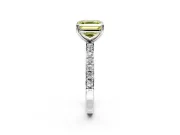 Solitaire Engagement Ring Setting for Fancy Yellow Asscher Cut Center with Round Cut Pave Band and Prong Head in Platinum