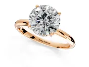Hidden Halo Engagement Ring Setting for Round Cut Center with Thin Round-Wire Band and Prong Head in Rose Gold