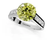 Solitaire Engagement Ring Setting for Fancy Yellow Round Cut Center with Cathedral Channel Band and Prong Head in Platinum