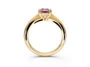 Solitaire Engagement Ring Setting for Fancy Pink Emerald Cut Center with Reverse Tapered Band and Prong Head in Yellow Gold