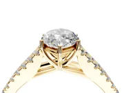 Solitaire Engagement Ring Setting for Marquise Center with Pave Split Shank and Prong Head in Yellow Gold