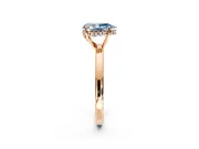 Solitaire Engagement Ring Setting for Fancy Blue Pear-Shaped Center with Fine Wire Band and Prong Head in Rose Gold
