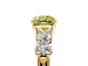 5 Stone Engagement Ring Setting for Fancy Yellow Cushion Cut Center with Graduated Accents and Prong Head in Yellow Gold