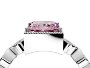 Vintage Station Engagement Ring Setting for Fancy Pink Princess Cut Center with Accents and Prong Head in Platinum