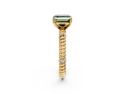 Rope Engagement Ring Setting for Fancy Green Asscher Cut Center with Accent Shoulders and Prong Head in Yellow Gold