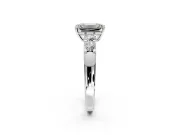 5 Stone Engagement Ring Setting for Emerald Cut Center with Plain Band and Prong Head in Platinum