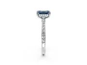 Solitaire Engagement Ring Setting for Fancy Blue Emerald Cut Center with Fine Pave Band and Prong Head in Platinum