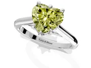 Solitaire Engagement Ring Setting for Fancy Yellow Heart-Shaped Center with Cathedral Band and Prong Head in Platinum