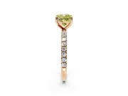 Solitaire Engagement Ring Setting for Fancy Yellow Cushion Cut Center with Micro Pave Band and Prong Head in Rose Gold