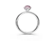 Low-Set Solitaire Engagement Ring Setting for Fancy Pink Oval Center with Thin Plain Band and Prong Head in White Gold