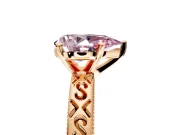 Solitaire Engagement Ring Setting for Fancy Pink Pear-Shaped Center with Scrollwork Band and Prong Head in Rose Gold