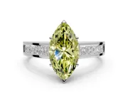 Solitaire Engagement Ring Setting for Fancy Yellow Marquise Center with Princess Cut Channel Band and Prong Head in White Gold