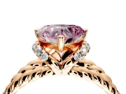 Halo Engagement Ring Setting for Fancy Pink Heart-Shaped Center with Rope Twist Split Shank and Prong Head in Rose Gold