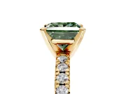 Solitaire Engagement Ring Setting for Fancy Green Princess Cut Center with Large Accents and Prong Head in Yellow Gold