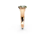 Solitaire Engagement Ring Setting for Fancy Green Pear-Shaped Center with Wide Band, Pave Collar and Prong Head in Rose Gold
