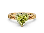 Solitaire Engagement Ring Setting for Fancy Yellow Heart-Shaped Center with Scrollwork Band and Prong Head in Yellow Gold