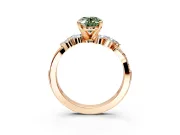 Solitaire Engagement Ring Setting for Fancy Green Oval Center with Marquise Accent Twist Band and Prong Head in Rose Gold
