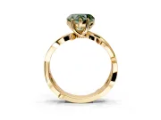 Solitaire Engagement Ring Setting for Fancy Green Heart-Shaped Center with Pave and Plain Crossover Band and Prong Head in Yellow Gold